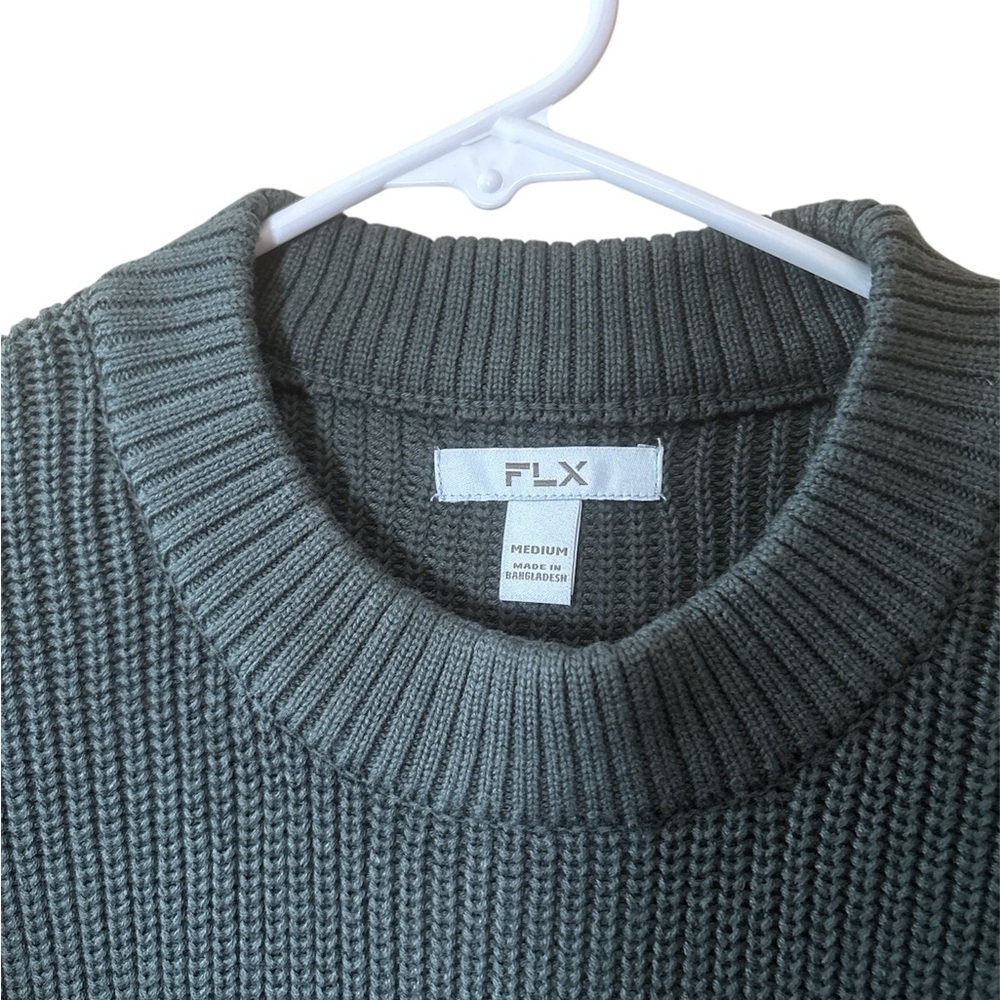 FLX Green Knit Sweater,Size Medium - Picture 2 of 8